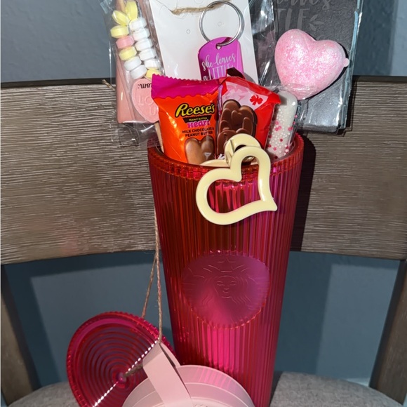 Starbucks Pink Tumbler with Adorable Accessories - Picture 2 of 10